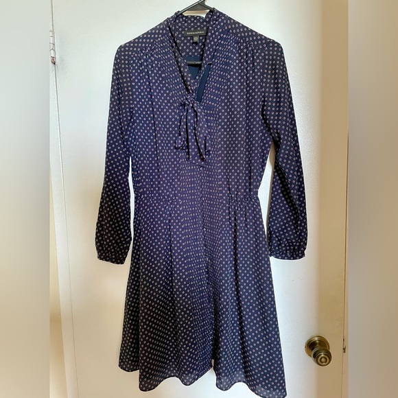 Banana Republic Tie-Neck Shirtdress, Navy, Small Petite - Picture 4 of 5